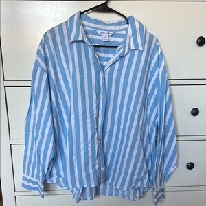 Old Navy Blue and White Striped Shirt